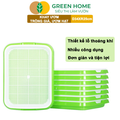 Khay Trồng Rau Greenhome, D34xR25xC5cm, Nhựa Nguyên Sinh, An Toàn, Chuyên Trồng Giá, Rau Mầm Tại Nhà, Không Cần Đất