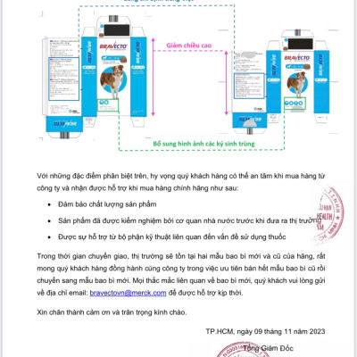 Bravecto diệt ghẻ, ve rận, bọ chét (chó 4,5 - 10kg)