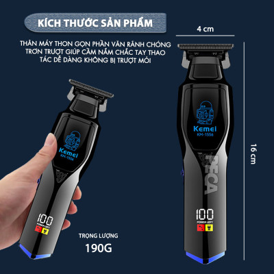 Tông đơ chấn viền Kemei KM-1556 lưỡi cắt mạ carbon cao cấp công suất 5W - Chính hãng