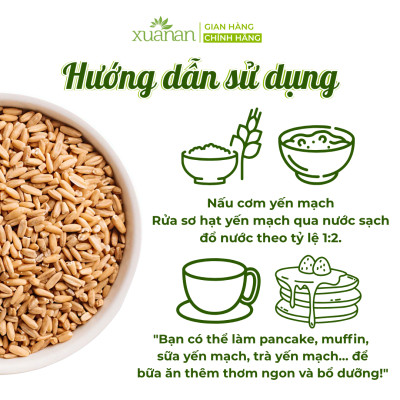 Hạt Yến Mạch Nguyên Cám Úc Xuân An [ko đường] Túi 500G (100% Australian Wholegrain Oats)(Tặng Kèm 1 Túi Yến Mạch 150G)