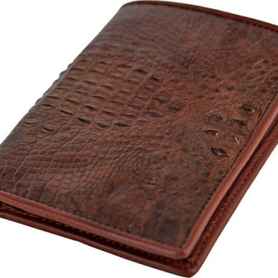 Ví Nam Da Cá Sấu Nguyên Con Kiểu Đứng Huy Hoàng HT2239 (12.5 x 10 cm) - Nâu Đất