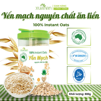 Yến Mạch Nguyên Chất Ăn Liền Xuân An [ko đường] Hộp 800G (Tặng Kèm 1 Túi Ngũ cốc Gạo Lức Huyết Rồng 200G)