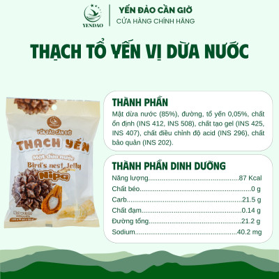 Yến Đào - Thạch Yến Vị Mật Dừa Nước, Bổ Sung Năng Lượng, Thanh Mát Mỗi Ngày