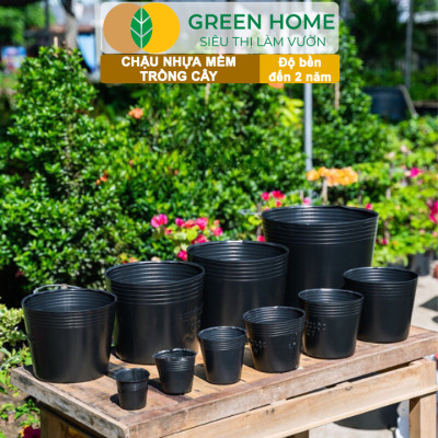 Chậu Trồng Cây Greenhome, nhiều kích thước, Nhựa Mềm, Dẻo, Nhẹ, Trồng Cây, Bầu Ươm Cây Giống, Độ Bền Đến 2 Năm