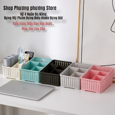 Khay đựng mỹ phẩm cao cấp nhiều ngăn kiểu dáng mây đan HÀN QUỐC ( Tặng vỉ dán tường )