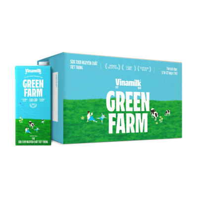 Thùng 12 Sữa tươi tiệt trùng Không đường Vinamilk Green Farm - hộp 1L