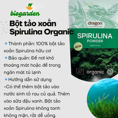 Bột tảo Spirulina và Chlorella hữu cơ 200g - Dragon Superfoods