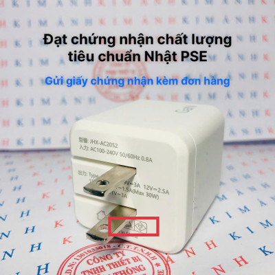 Củ sạc xuất Nhật GaN 30W KFLY ( JHX-AC2052) đạt chứng nhận PSE tiêu chuẩn Nhật Bản, được dùng thử 30 ngày, bảo hành hàng chính hãng 12 tháng