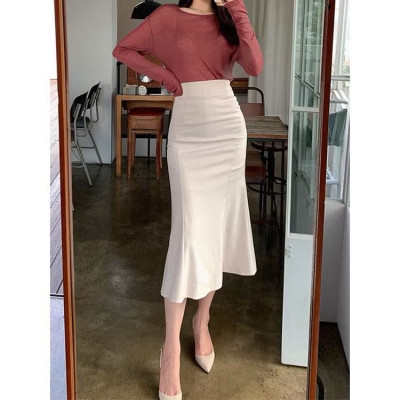 Chân váy đuôi cá màu trắng kem thời trang Hàn Quốc