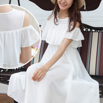 Váy maxi xòe voan đẹp trơn màu, đầm đi biển có bèo xinh xắn, dễ mặc, có size lớn | MX017