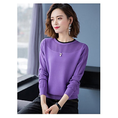 Áo len nữ thiết kế dài tay ấm áp phối viền cổ xinh mẫu mới thu đông