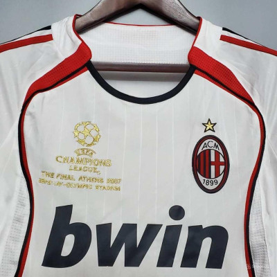 Áo Bóng Đá Retro AC Milan 2006 Dài Tay - Sân Khách bản cao cấp vải Cotton Polyester