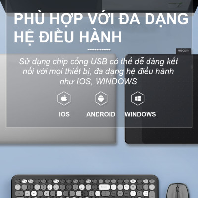 Combo bàn phím chuột không dây MOFII 666 thiết kế hiện đại đa dạng màu sắc kết nối bằng chip USB 2.4GHz - HÀNG CHÍNH HÃNG 
