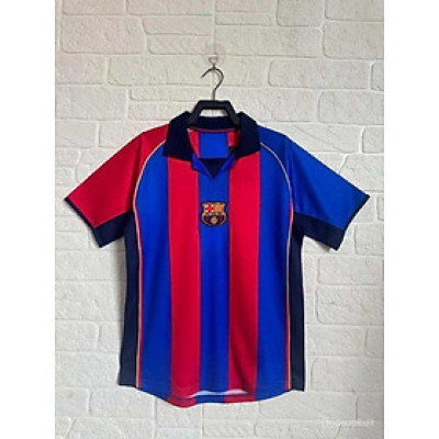 Áo Bóng Đá Retro Barcelona 2001 - Sân Nhà bản cao cấp vải Cotton Polyester