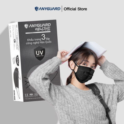 [NEW] Khẩu Trang Anyguard Hàn Quốc 3 Lớp Màu Đen Chính Hãng -  Lọc 99% Vi Khuẩn, UV Protection (Hộp 30 Cái) - Bảo Vệ Hằng Ngày - Tiêu Chuẩn Công Nghệ Hàn Quốc - ISO 9001:2015, ISO 13485:2016, QCVN 01:2017/BTC