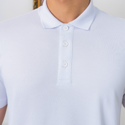 Áo thun polo nam cộc tay trơn màu trắng aligro ALGPLO25