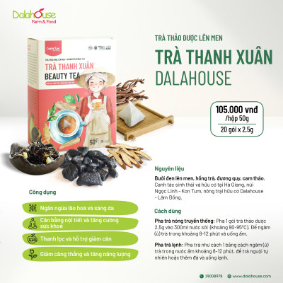 Trà Thanh Xuân Dalahouse Hộp 50g - Thanh Nhiệt, Mát Gan, Cải Thiện Giấc Ngủ, Tốt Cho Tim Mạch, Giảm Cân, Eatclean, Healthy