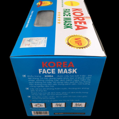 Combo 4 hộp khẩu trang y tế korea, bốn lớp (tương đương 200 chiếc)