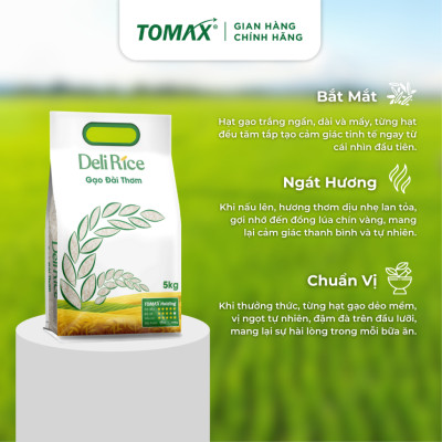 Gạo Đài Thơm TOMAX (5kg) - tơi xốp, dẻo cơm, thơm dịu