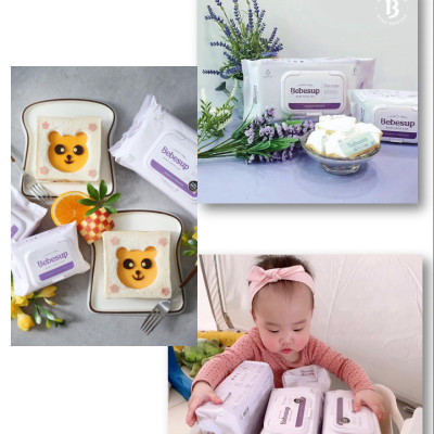 Combo 10 Gói Khăn Ướt Bebesup Sensitive 80 Tờ Hàn Quốc Thương Hiệu Bebesup
