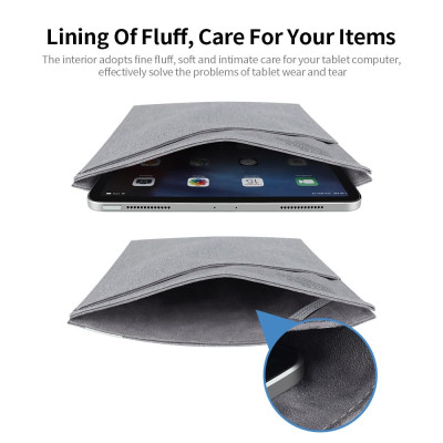 Túi lưu trữ BUBM Tương thích với IPAD Bảo vệ Fluff đơn giản Chống mài mòn Vải chất lượng cao Xám nhạt