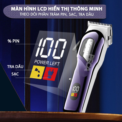 Tông đơ cắt tóc chuyên nghiệp Kemei KM-2335 công suất siêu mạnh 7,5W màn hình LCD sạc nhanh USB type C tiện lợi - Chính hãng
