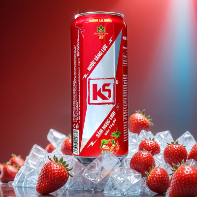 Nước Tăng Lực K5 Sâm Ngọc Linh Thùng 24 Lon Vị Dâu Tây Đỏ (320ml/Lon)