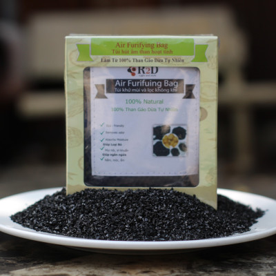 Túi hút ẩm than hoạt tính gáo dừa khử mùi và lọc không khí cho xe hơi chính hãng R2D (hộp 2 túi Lớn)