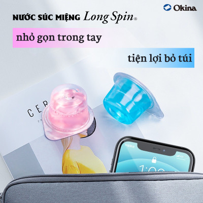Nước súc miệng bỏ túi OKINA dòng LONG SPIN ROSE Nhật Bản hương Hoa Hồng – Túi 10 hũ x 14ml