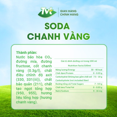 [Lốc 6 lon 320ml] Soda Chanh VàngTVT - Nước cốt chanh vàng tự nhiên cùng soda nhẹ nhàng