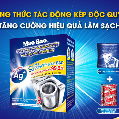 Chất Làm Sạch Lồng Giặt Mao Bao Ion Bạc Nâng Cấp Mới 300g + 6g