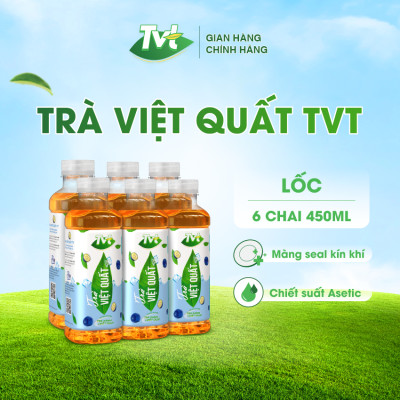 [Lốc 06 chai 450ml] Trà Việt Quất TVT tinh chất Việt Quất và Trà xanh, chống oxy hóa, thanh nhiệt giải phóng độc tố cơ thể 