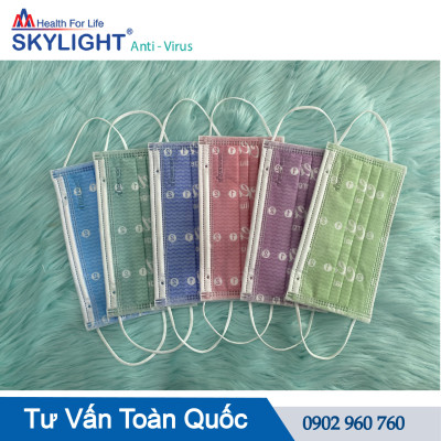 Khẩu trang y tế Skylight 4 lớp kháng khuẩn-in HỌA TIẾT – Hộp 50 cái
