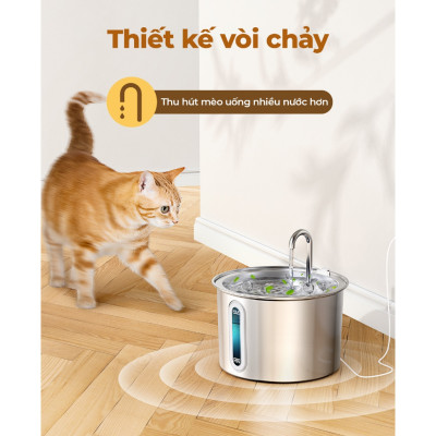 Máy lọc nước tự động Oneisall PWF 001 cho thú cưng uống nước, Phiên bản nâng cấp mới nhất - Hàng chính hãng