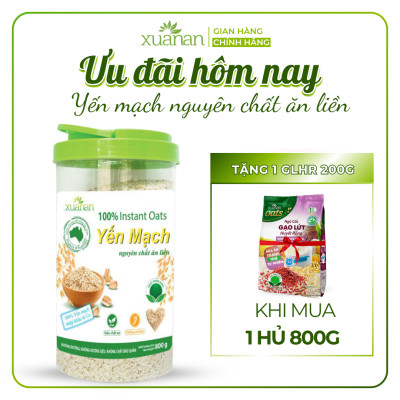 Combo 11 Hộp Yến Mạch Nguyên Chất Ăn Liền Xuân An [ko đường] Hộp 800G (Tặng Kèm 11 Túi Ngũ cốc Gạo Lức Huyết Rồng 200G)