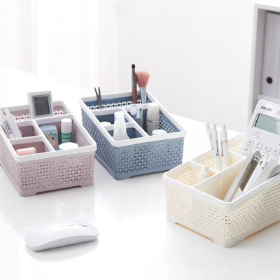 Khay Tiện Ích Đa Năng Để Bàn 4 Ngăn Đựng Mỹ Phẩm Điều Khiển Đồ Dùng Cá Nhân Văn Phòng Kiểu Dáng Hàn Quốc