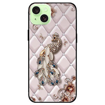 Ốp lưng dành cho Iphone 15 - Iphone 15 Plus - Iphone 15 Pro - Iphone 15 Pro Max - Chim Công Nền Da - Hàng Chính Hãng