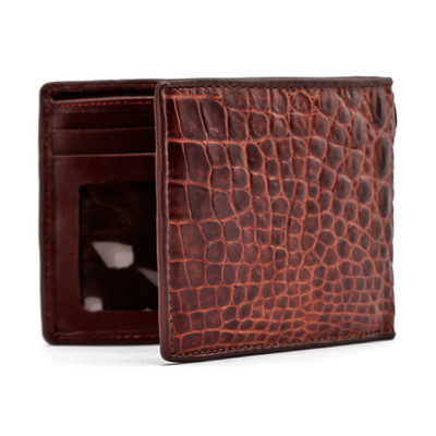 HJ2210-11-12-43 - Bóp nam Huy Hoàng da cá sấu gai lưng màu đen, nâu đỏ, vàng bò, nâu đất