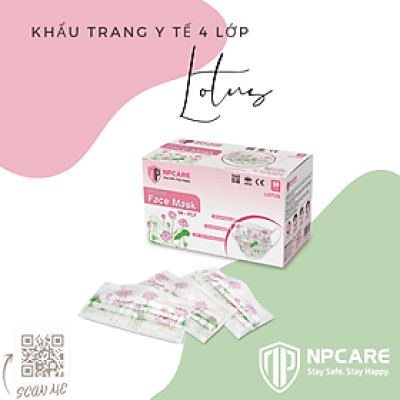 Khẩu trang y tế 4 lớp NPCARE hoa sen Lotus